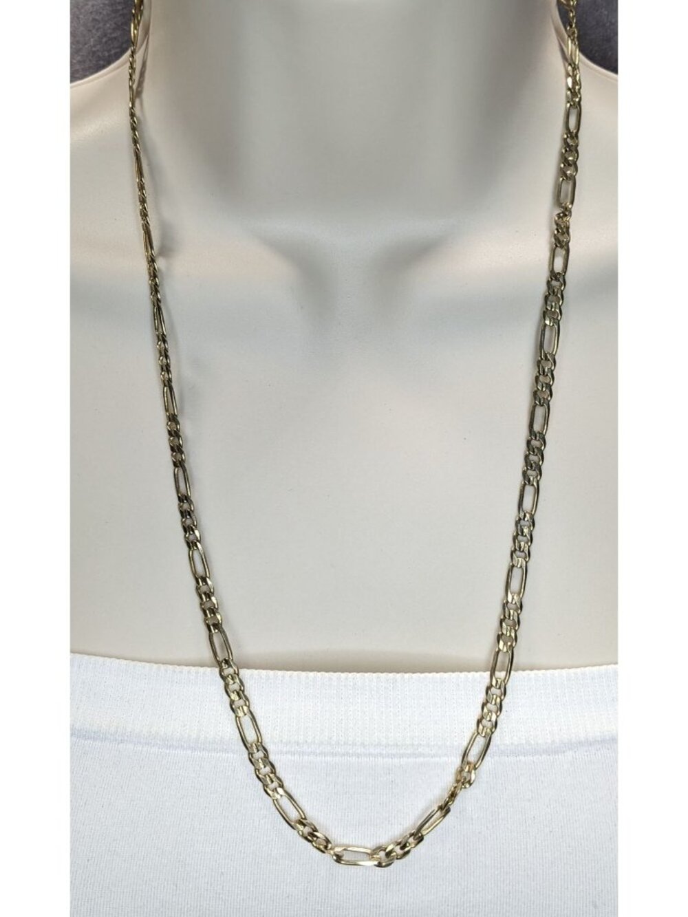 Retro Vintage 14K Gold Figaro Chain Necklace Classic Italian Style Fine Jewelry